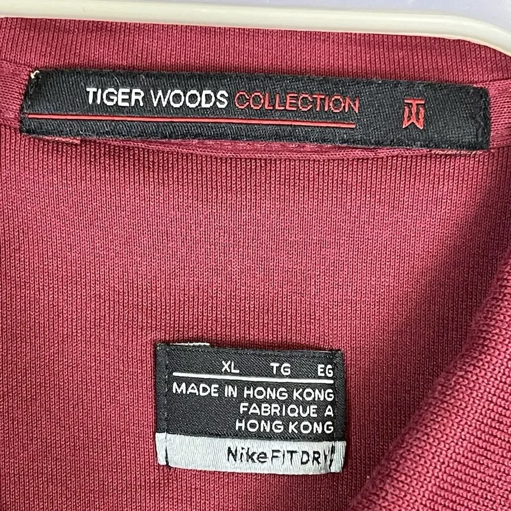 Nike Tiger Woods Polo Shirt Mens XL‎ Burgundy Dri-Fit Short Sleeve Regular Fit